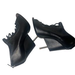Givenchy black lace up ankle boots nail heel size 36 1/2
